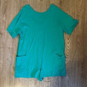 Amazon Blue Green Boxy Relaxed Short Sleeve Jumpsuit